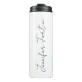 Calligraphie Eleganto Schlichte Schwarz & Weiß Ein Thermosbecher (Vorderseite)