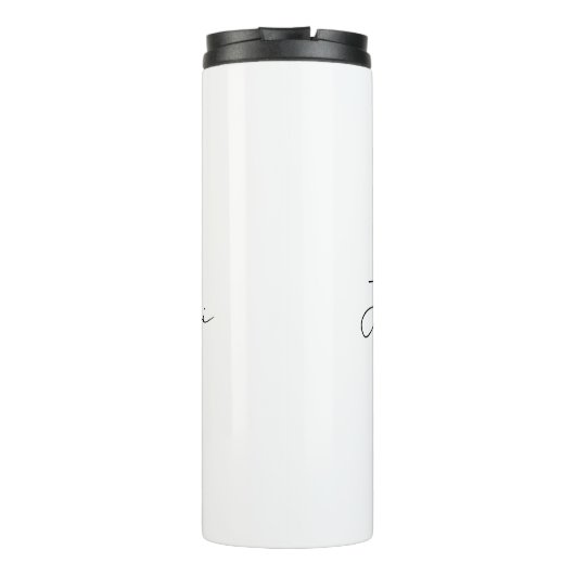 Calligraphie Eleganto Schlichte Schwarz & Weiß Ein Thermosbecher (Rückseite)