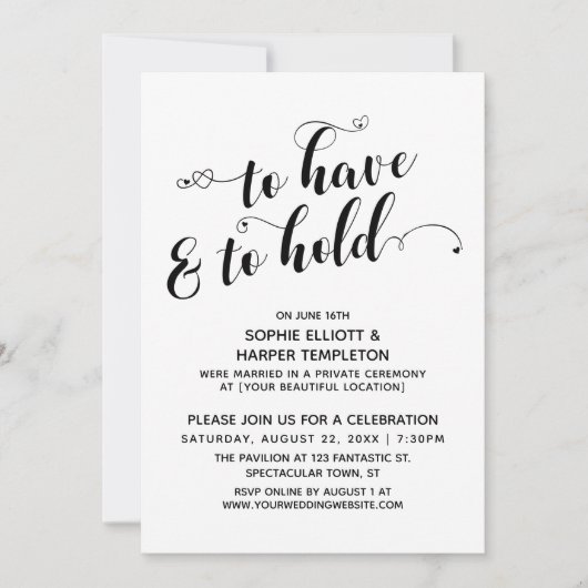 Calligraphie-Empfang zu haben und zu halten Einladung (Vorderseite)