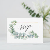 Calligraphie Eukalyptus Greenery Gold Wedding Meal RSVP Karte (Stehend Vorderseite)