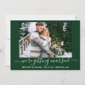 Calligraphie Forest Green Getried Save The Date (Vorderseite)