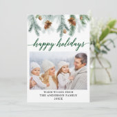 Calligraphie Foto Green Feiertagskarte (Stehend Vorderseite)