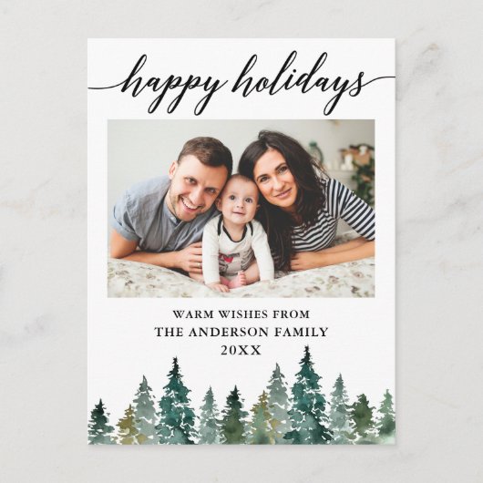 Calligraphie Foto Holiday Postkarte (Vorderseite)