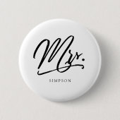 Calligraphie Frau elegante Button (Vorderseite)