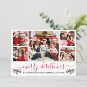 Calligraphie Frohe Weihnachten 5 Foto Red Holly (Stehend Vorderseite)