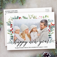 Calligraphie Frohes Neues Jahr Winter Grüne Foto