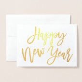 Calligraphie glücklich Neues Jahr Gold Real Folienkarte (Vorderseite mit Umschlag)