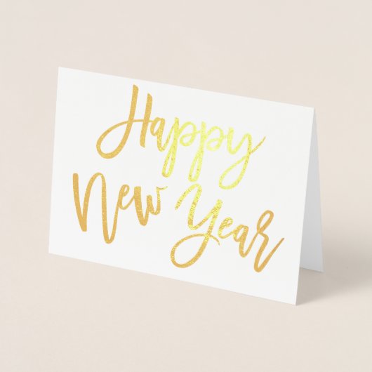 Calligraphie glücklich Neues Jahr Gold Real Folienkarte (Vorderseite)