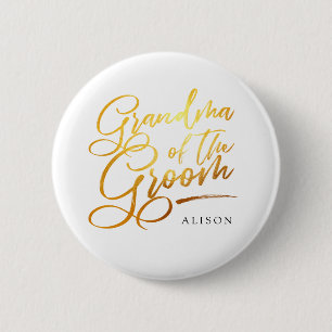 Calligraphie Gold Oma der Groom elegant Button