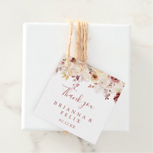 Calligraphie Graceful Blumenhochzeit Geschenkanhänger (Beispiel)