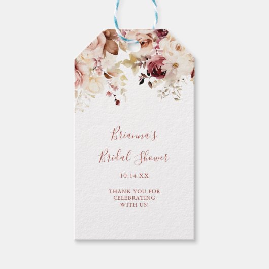 Calligraphie Graceful Floral Brautparty Geschenkanhänger (Vorderseite)