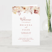 Calligraphie Graceful Floral Folded Wedding Programm (Vorderseite)