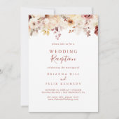 Calligraphie-Graceful-Floral Hochzeit Empfang Einladung (Vorderseite)
