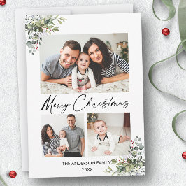 Calligraphie-Grafik-Script 3 Foto Grüne Berries Feiertagskarte