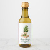 Calligraphie Grüne Tinte Wasserfarbenbaum Urlaub Weinetikett (Vorderseite)