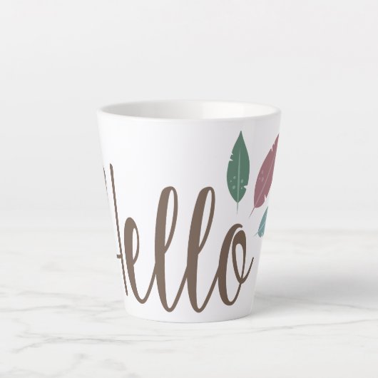 Calligraphie hello boho Federn Milchtasse (Vorderseite)