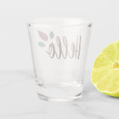 Calligraphie hello boho Federn Schnapsglas (Rückseite)