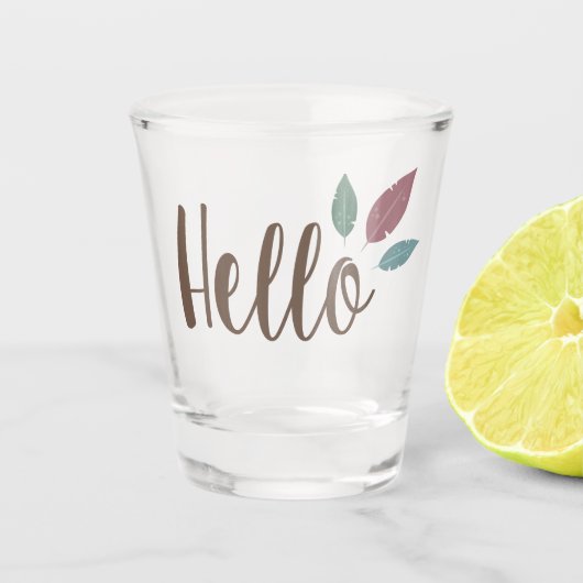 Calligraphie hello boho Federn Schnapsglas (Vorderseite)