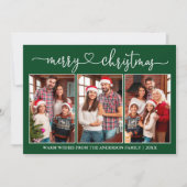 Calligraphie Herz 3 Foto Grün Frohe Weihnachten (Vorderseite)