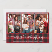 Calligraphie Herz 3 Foto Karierte Weihnachten Rot (Vorderseite)