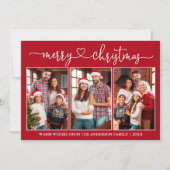 Calligraphie Herz 3 Foto Rot Frohe Weihnachten (Vorderseite)