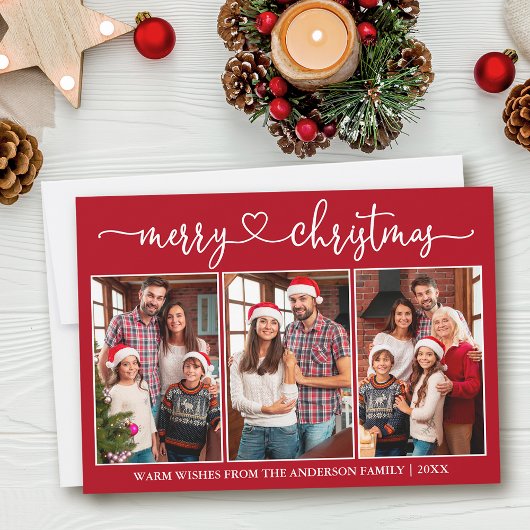 Calligraphie Herz 3 Foto Rot Frohe Weihnachten