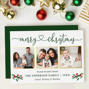 Calligraphie Herz 3 Foto Weihnachtsfeiertag Holly  Folien Feiertagskarte