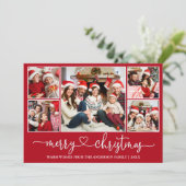 Calligraphie Herz 5 Foto Frohe Weihnachten Rot (Stehend Vorderseite)