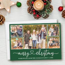 Calligraphie Herz 5 Foto Frohe Weihnachtsgrün Feiertagskarte