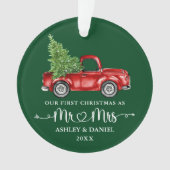 Calligraphie Herz Erste Weihnachtszeit Red Truck G Ornament (Vorderseite)