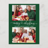 Calligraphie Herz Merry Christmas Green 2 Foto Postkarte (Vorderseite)