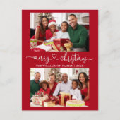 Calligraphie Herz Merry Christmas Red 2 Foto Postkarte (Vorderseite)