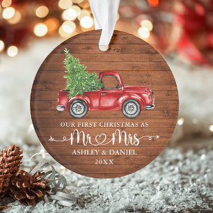 Calligraphie Herz Rustikaler Erster Weihnachtsrote Ornament