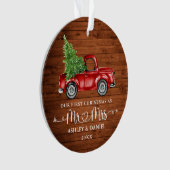 Calligraphie Herz Rustikaler Erster Weihnachtsrote Ornament (Vorderseite)