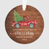 Calligraphie Herz Rustikaler Erster Weihnachtsrote Ornament (Vorderseite)