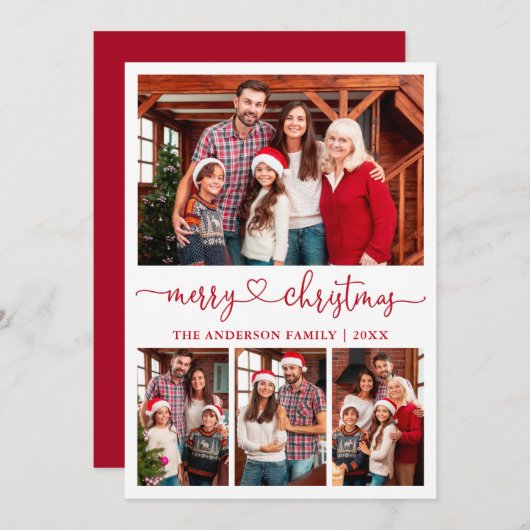 Calligraphie Herzensschrift Weihnachten 4 Foto Rot (Vorne/Hinten)