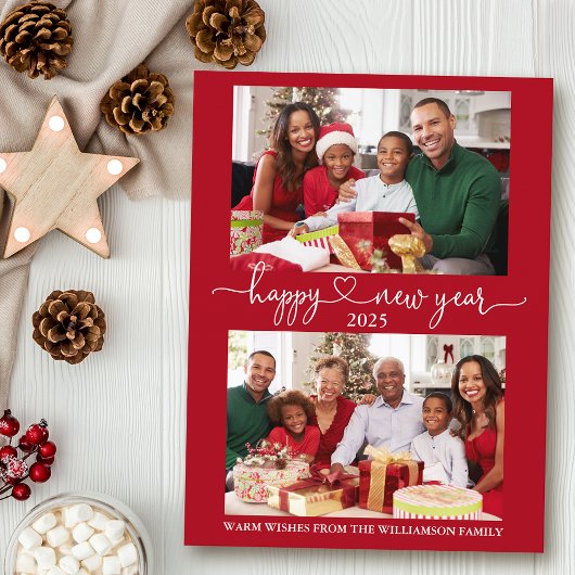 Calligraphie Herzlichen Glückwunsch Neues Jahr Rot Postkarte