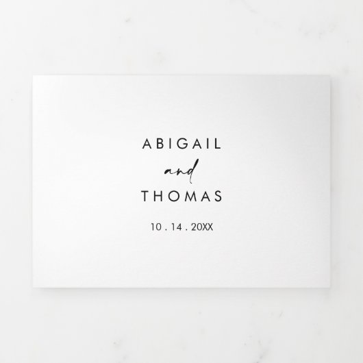 Calligraphie Moderne Elegante Hochzeit Dreifach Gefaltete Einladung (Cover)