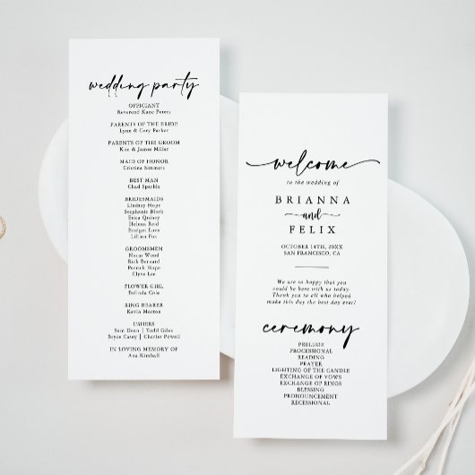 Calligraphie Moderne Elegante Hochzeit Programm