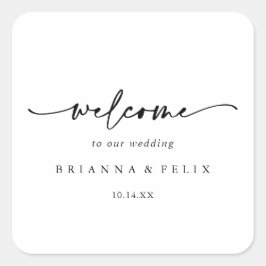 Calligraphie Moderne Elegante Hochzeit Willkommen Quadratischer Aufkleber