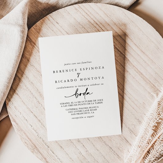 Calligraphie Moderne Elegante Spanische Hochzeit Einladung