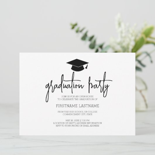 Calligraphie Moderner Minimaler Abschluss Schwarz Einladung (Stehend Vorderseite)