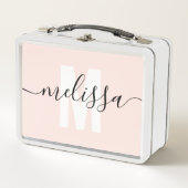 Calligraphie Monogram Girly Blush Pink Metall Brotdose (Vorderseite)