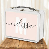 Calligraphie Monogram Girly Blush Pink Metall Brotdose