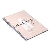 Calligraphie Monogram Girly Blush Pink Notizblock (Rechte Seite)