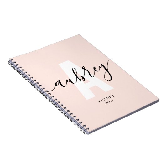 Calligraphie Monogram Girly Blush Pink Notizblock (Rechte Seite)