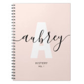 Calligraphie Monogram Girly Blush Pink Notizblock (Vorderseite)