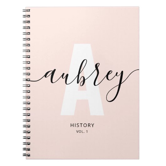 Calligraphie Monogram Girly Blush Pink Notizblock (Vorderseite)