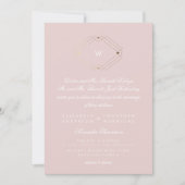 Calligraphie Monogram Gold Foil Blush Pink Wedding Einladung (Vorderseite)