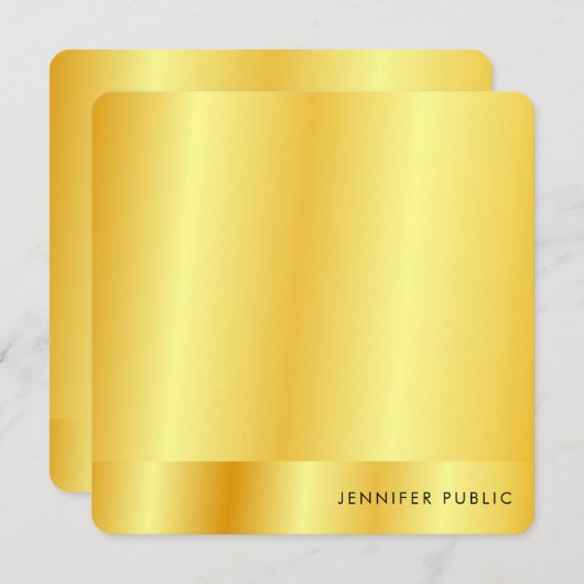 Calligraphie Monogram Imitate Gold Metallic Look Mitteilungskarte (Vorne/Hinten)